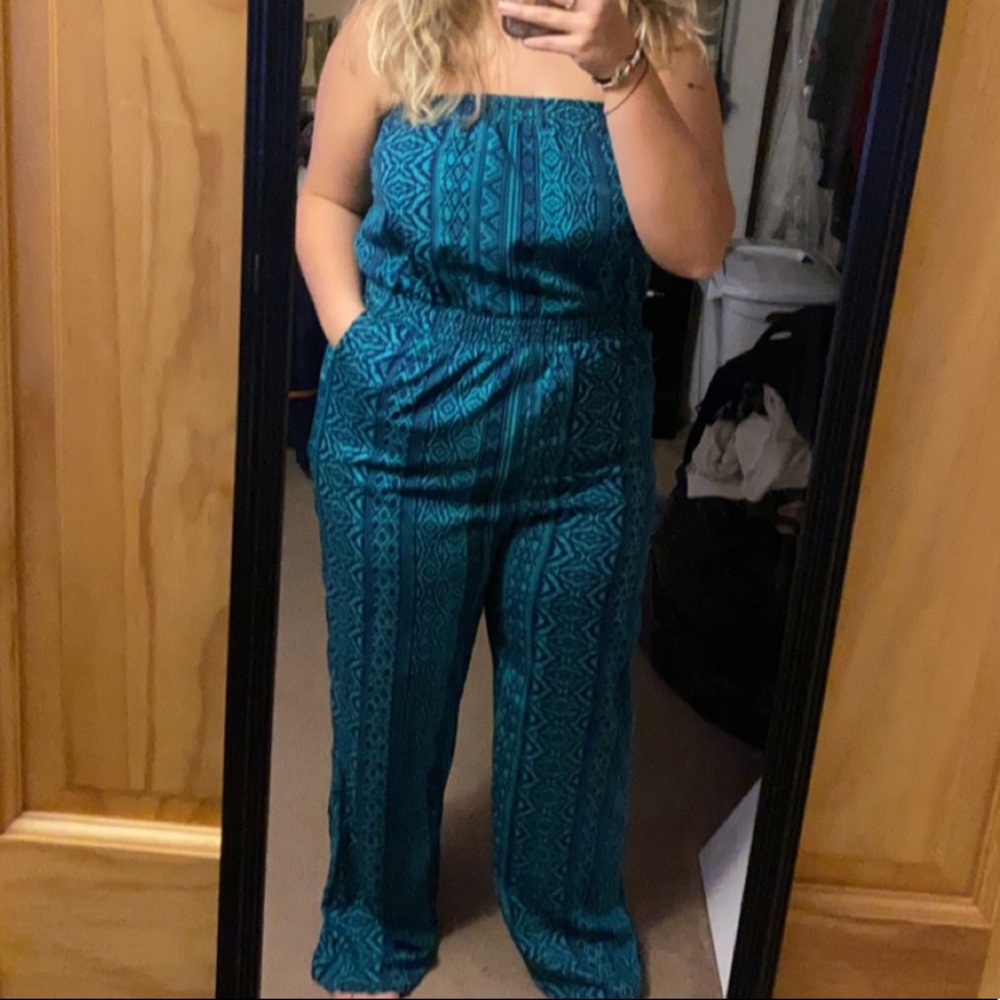 Blue and green romper/jumpsuit